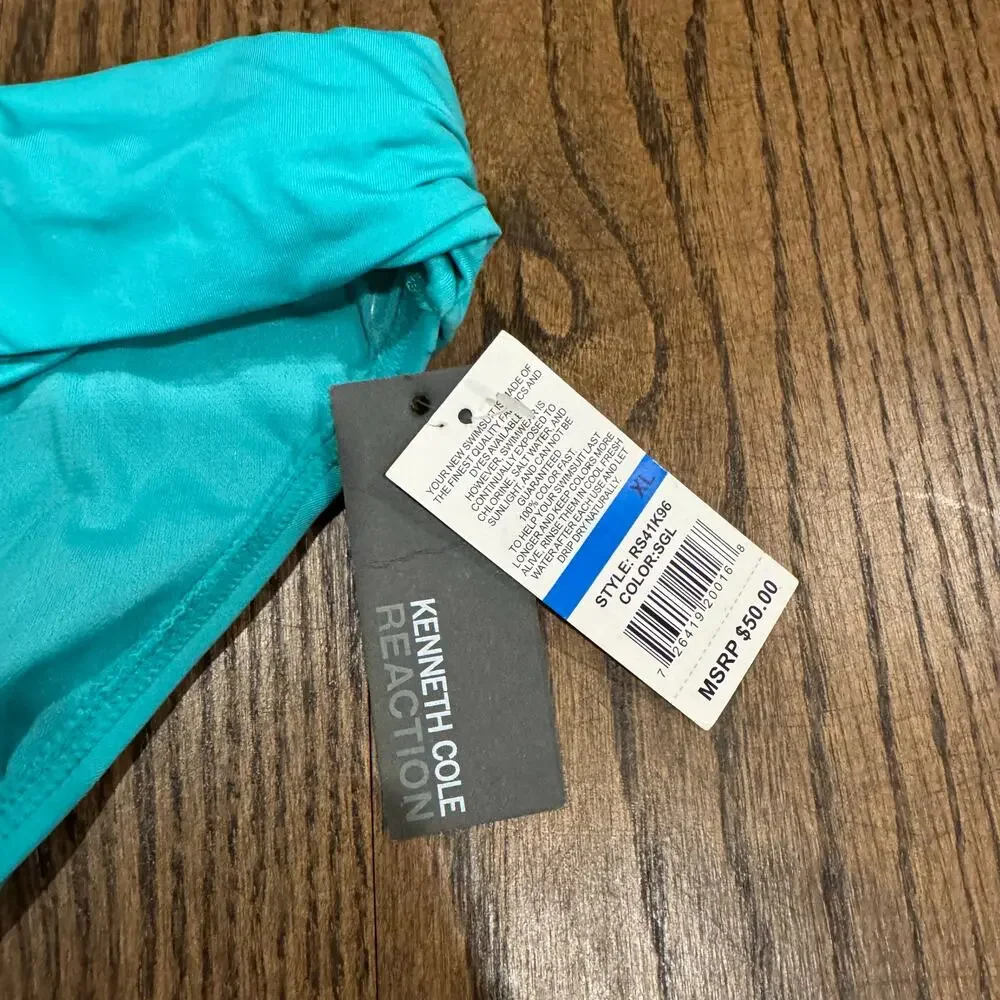 Kenneth Cole Womens Teal Green Fold Over Bikini Brief Swim Suit Bottom Size XL